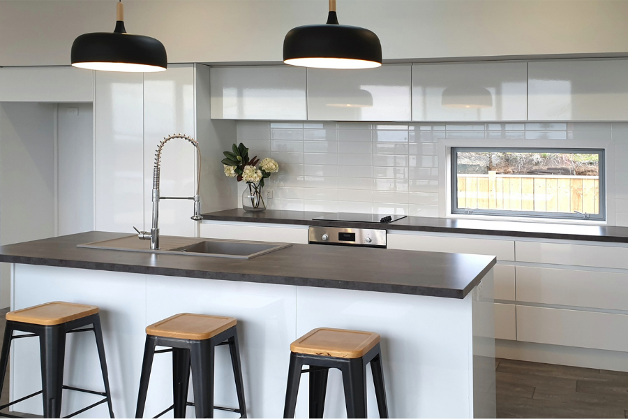 Image of white and black custom kitchen