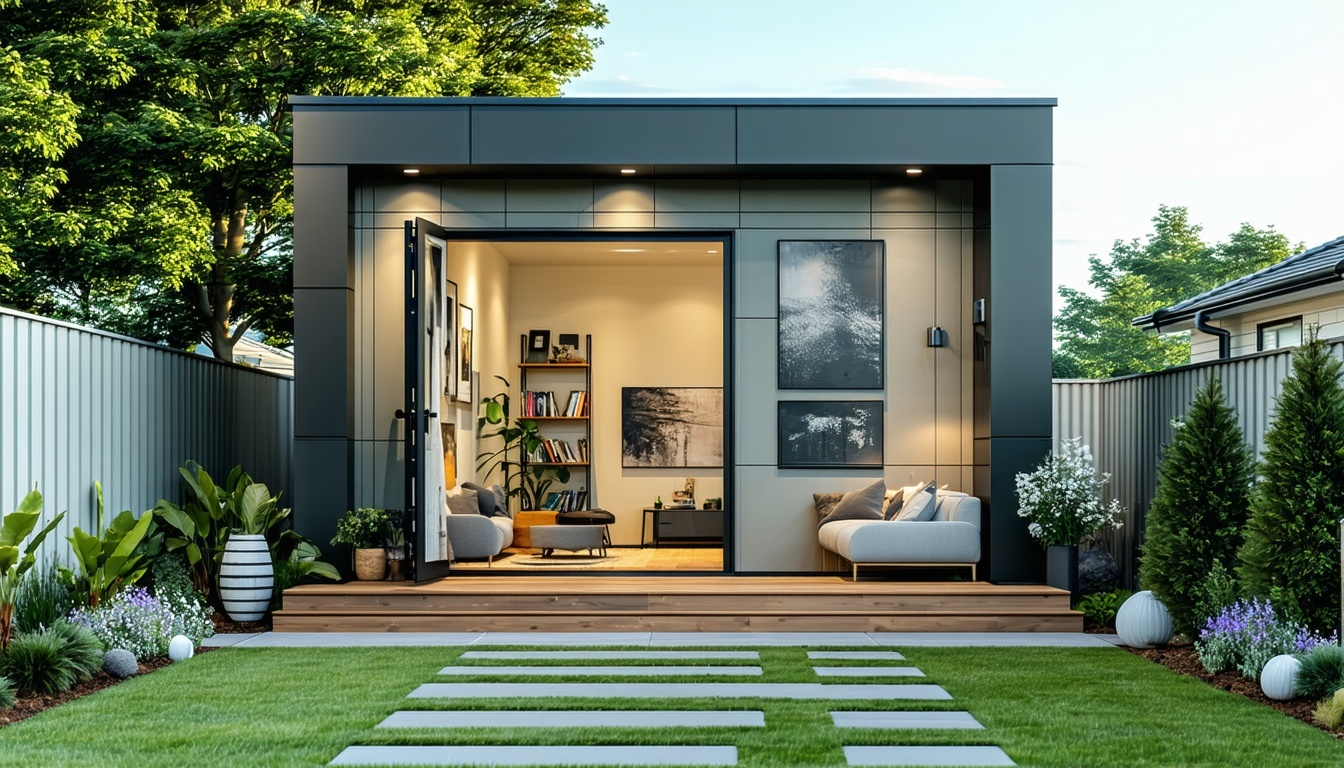 A cozy, modern granny flat nestled in a backyard,
