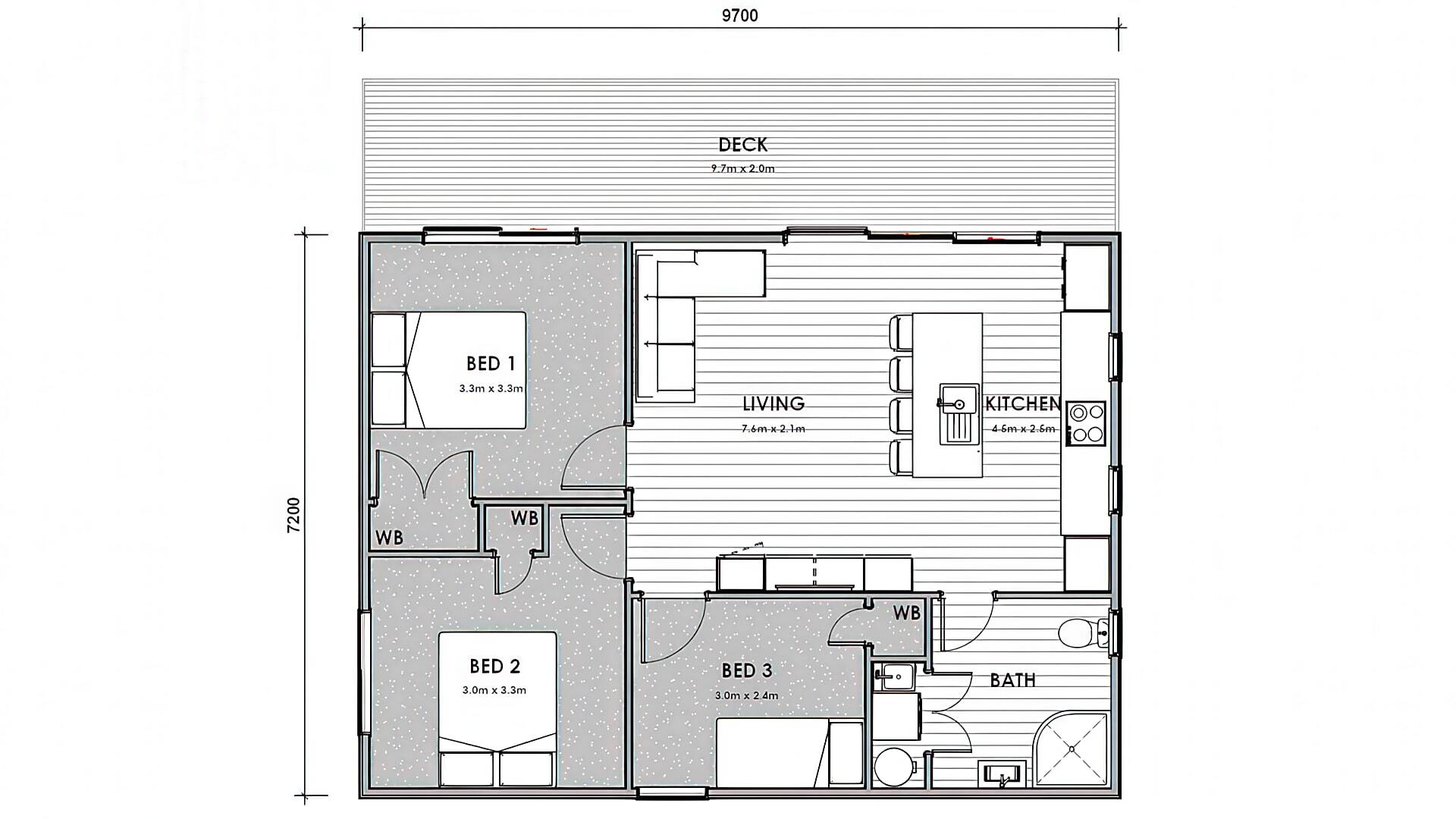 3 Bedroom 70 m2 minor dwelling design
