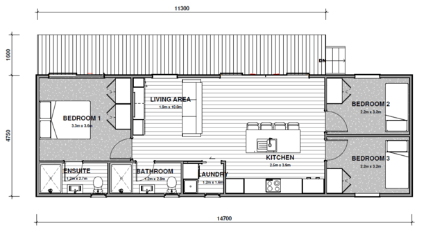 MD70T-147.475 Floor Plan 70 m2 3-bedroom 2-bathroom - Edited