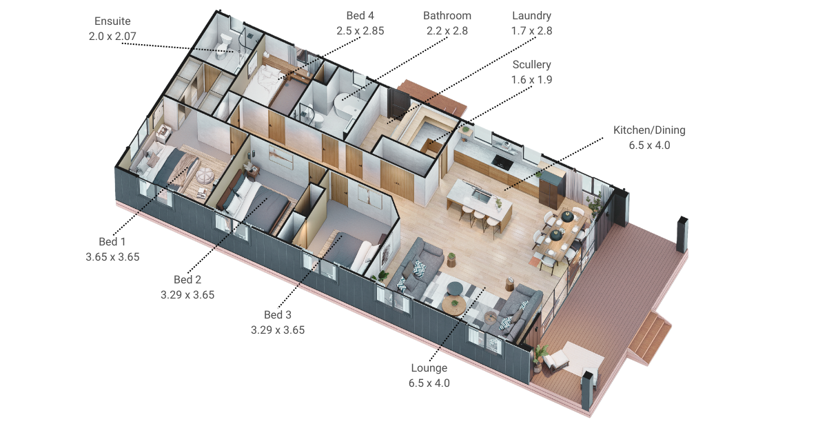 Okato 4 3D Plan Flipped