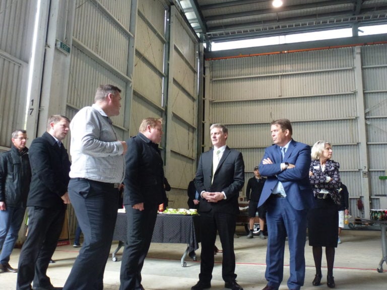 Prime minister Bill English has a tour of the factory