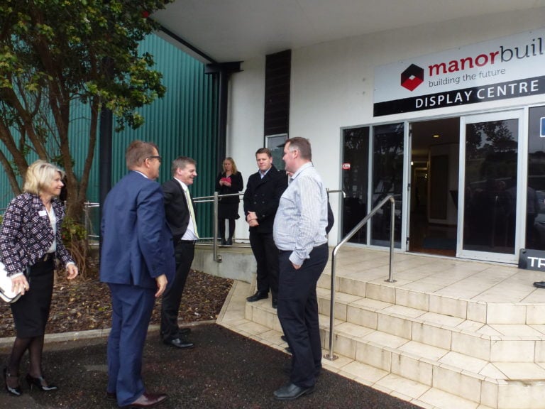 Prime minister Bill English visits Manor Build
