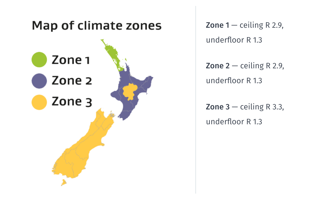 Healthy homes insulation map of climate zones