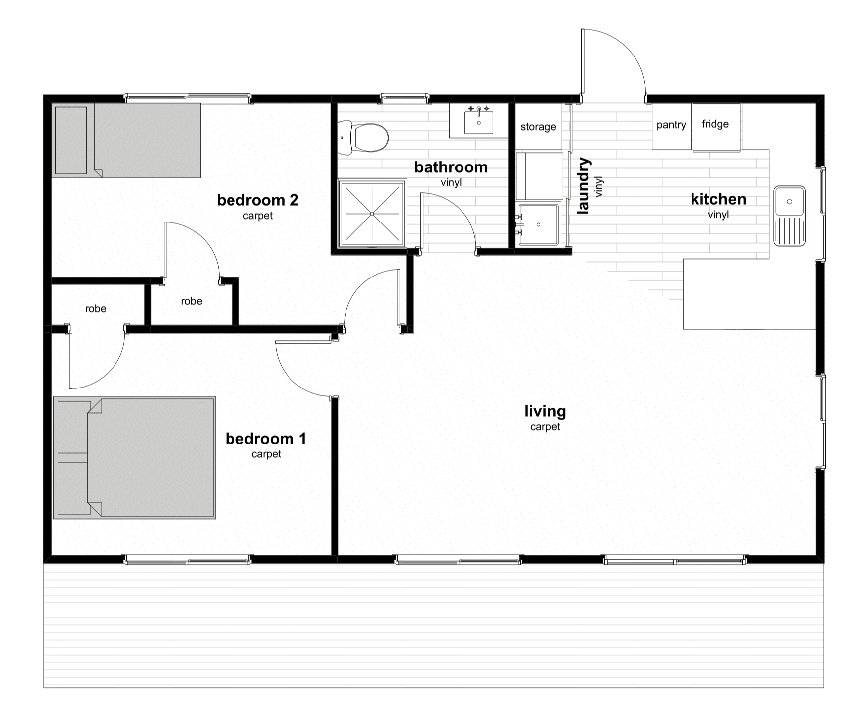 2 Bedroom Floorplan 2 Bedroom Floorplan